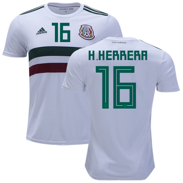 Mexico #16 H.Herrera Away Kid Soccer Country Jersey